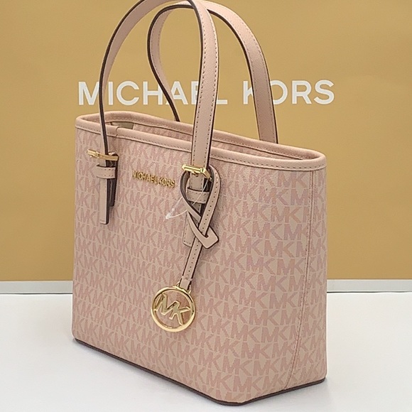 MICHAEL KORS Jet Set Travel Extra-Small Saffiano Leather Top-Zip Tote Bag BALLET - Picture 13 of 16